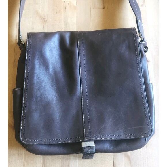 Coach Vtg Lenox Brief In Brown Leather Style Messenger Journalist Crossbody EUC - Picture 1 of 14